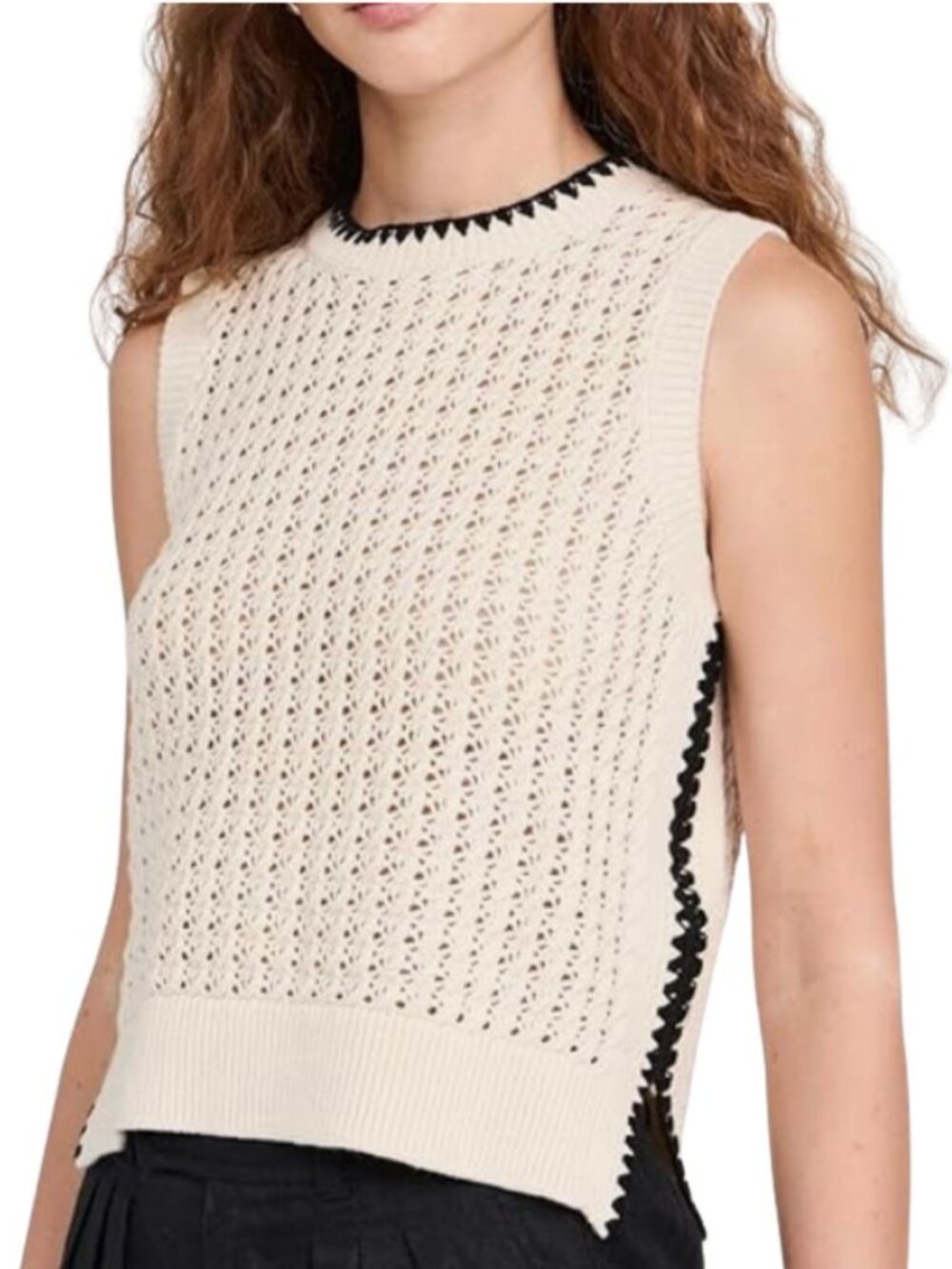 VARLEY Delaney Open-knit Cotton Vest Size M